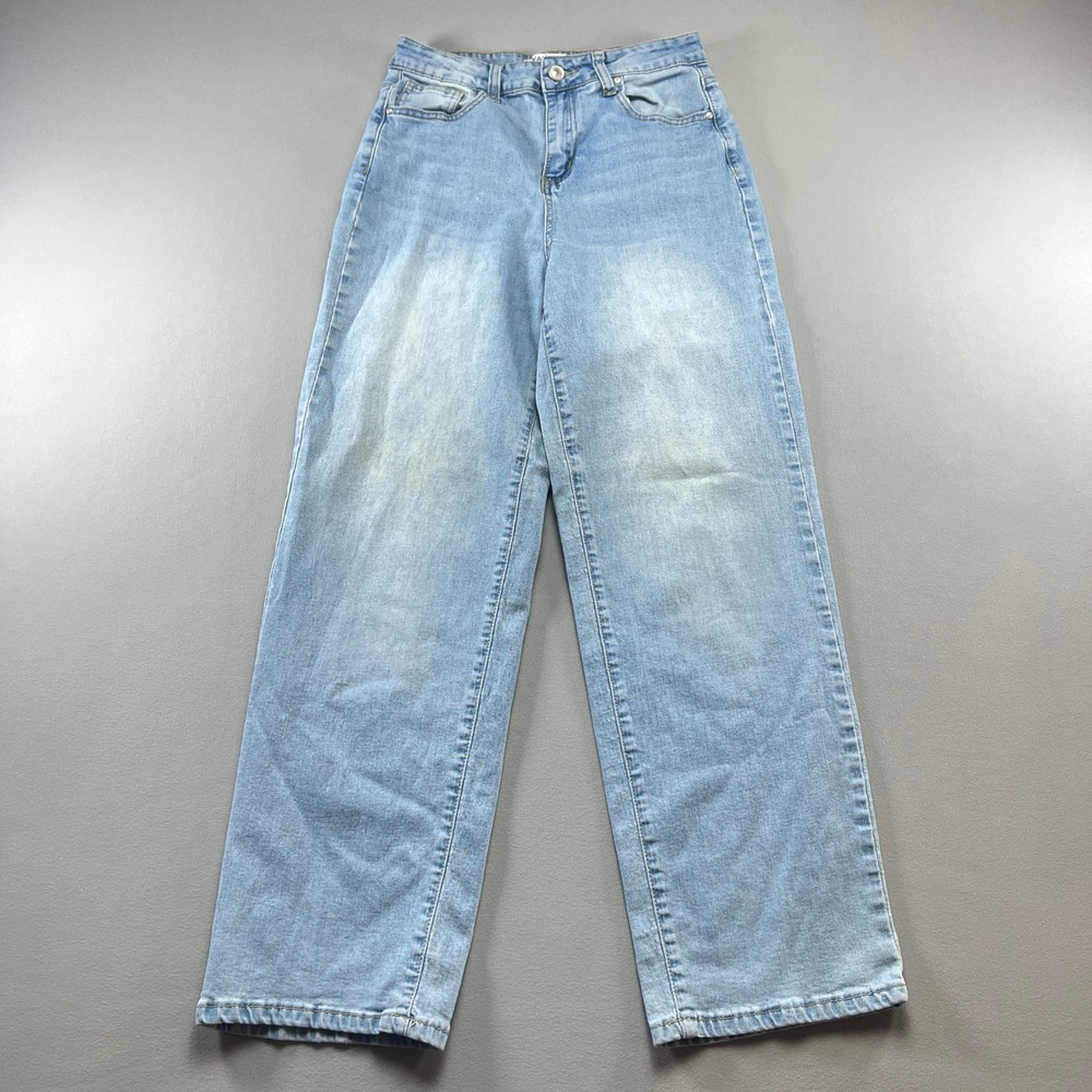 Wax Jean Wide Leg Jeans Womens 5/27 Blue Cotton Stretch Light Wash Relaxed Fit
